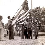 Heilwood Boy Scouts raising the flag at the Honor Roll dedication ceremony in 1942.